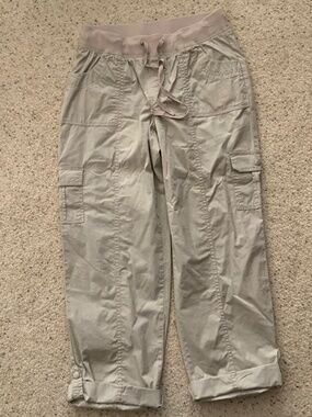 Basic Editions Womens Cargo Pants, Small, Beige/Tan